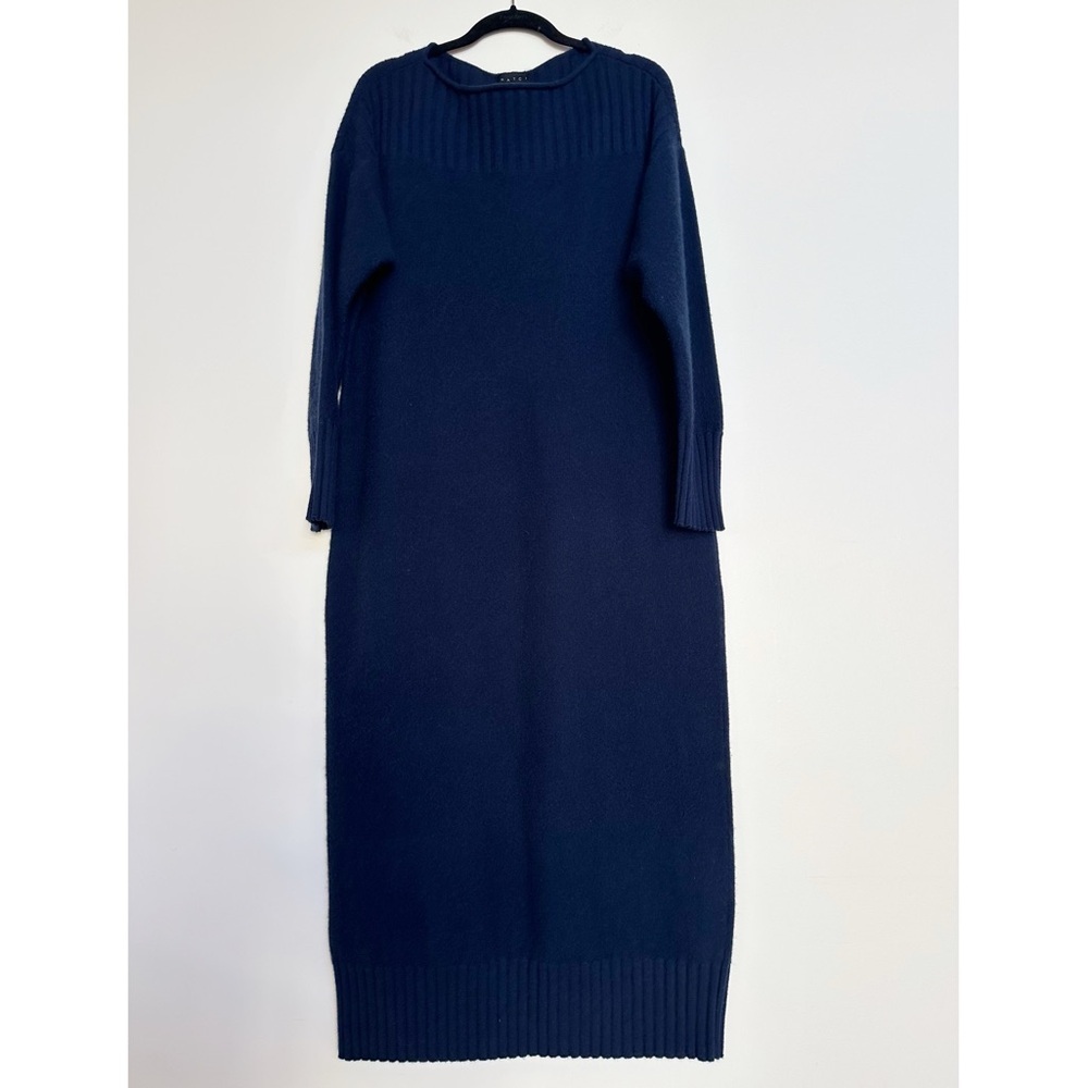 HATCH 100% Cashmere Long Sleeve Midi Navy Blue Sweater Dress Size 1 or Small